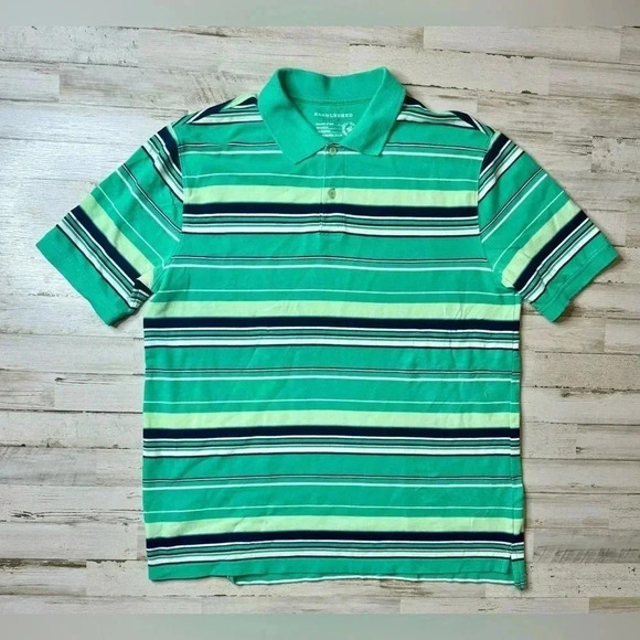Saddlebred Perfect Polo - Men's  Large  Green Stripes Shirt - Picture 1 of 9